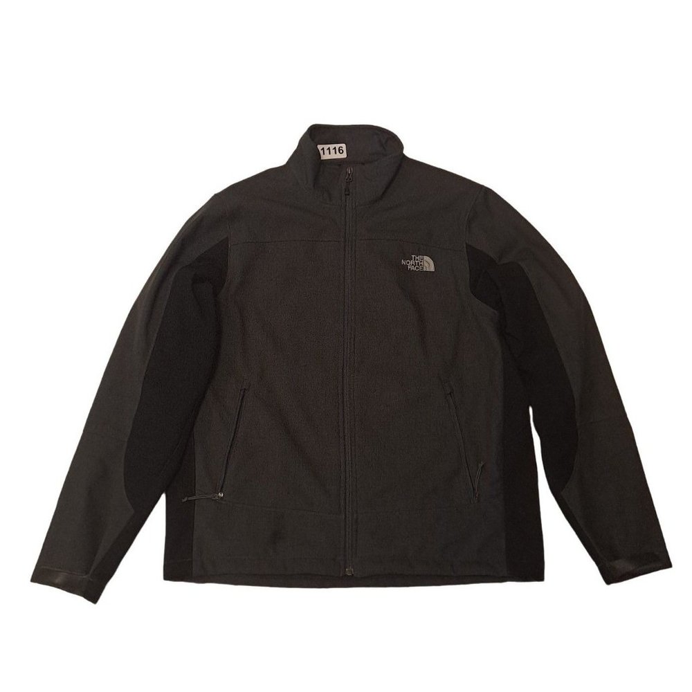 The North Face Mens Gray Black Long Sleeve Stand Collar Full Zip Jacket Sz Large